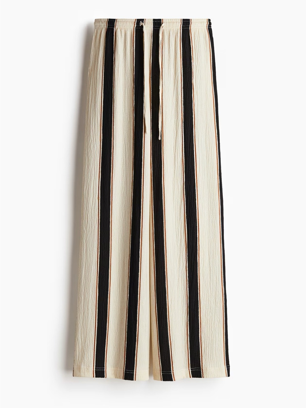 H&M Cream and Black Vertical-Stripe Wide-Leg Pants Pull On Large